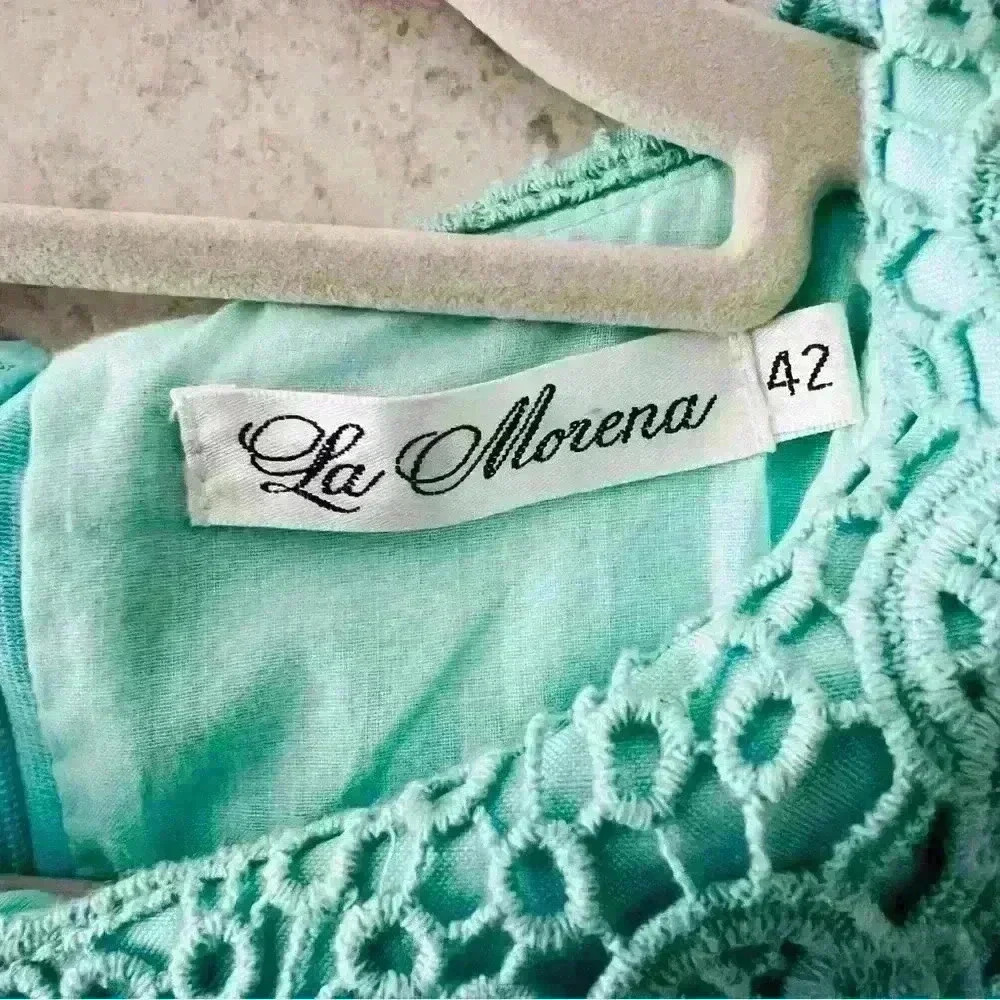 LA MORENA  ESPANA EYELET EMBROIDERED FEMININE ROMANTIC VICTORIAN DRESS. EU 42/US - Picture 5 of 12